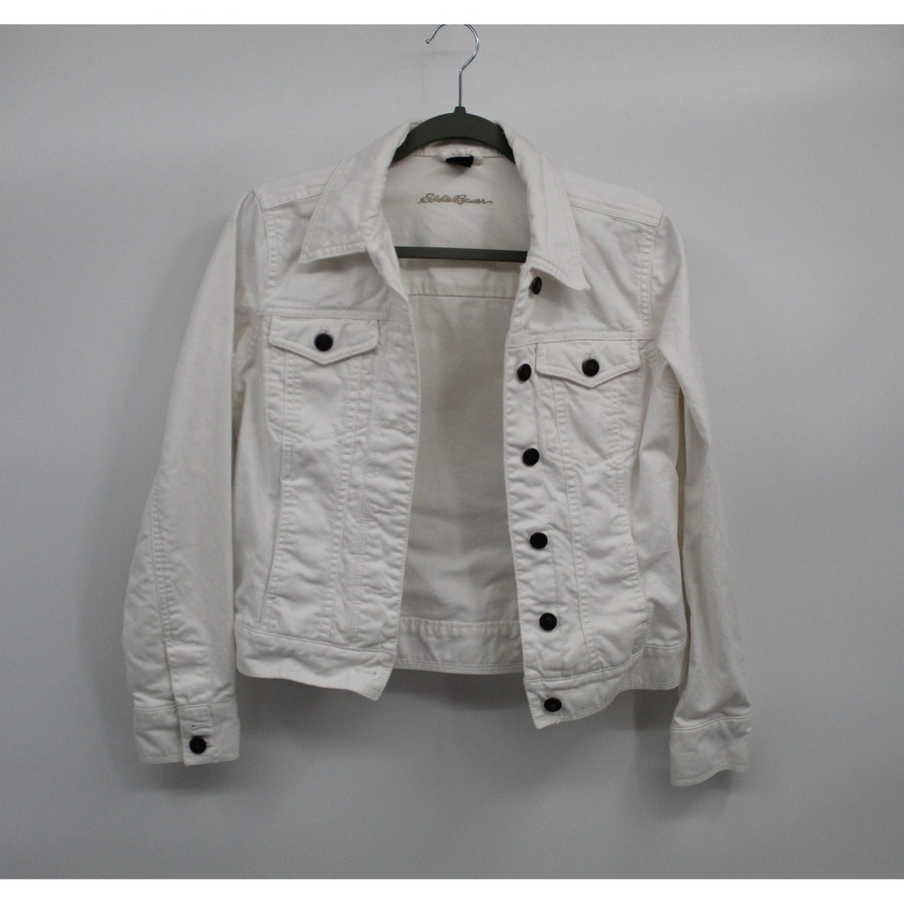 Eddie Bauer Womens White Denim Jean Jacket XS